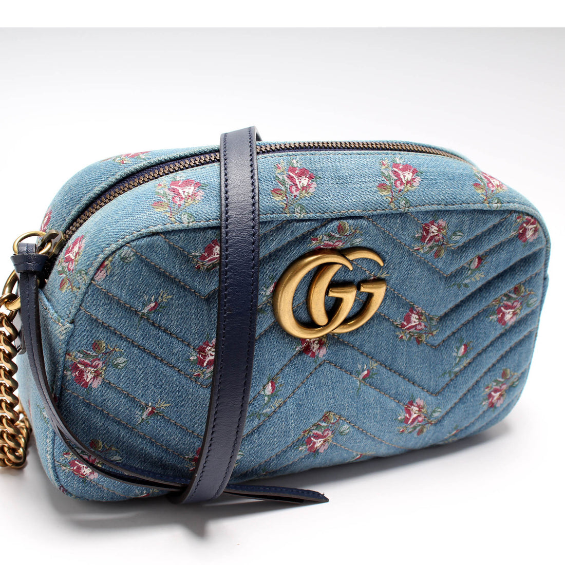 447632 Marmont Small Denim Camera