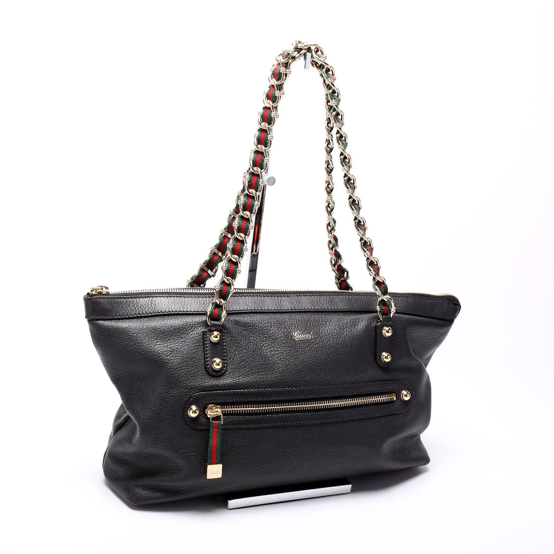 153016 Capri Web Chain Leather Shoulder Bag