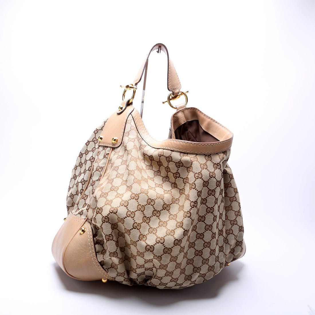 203542 GG Canvas Jockey Hobo