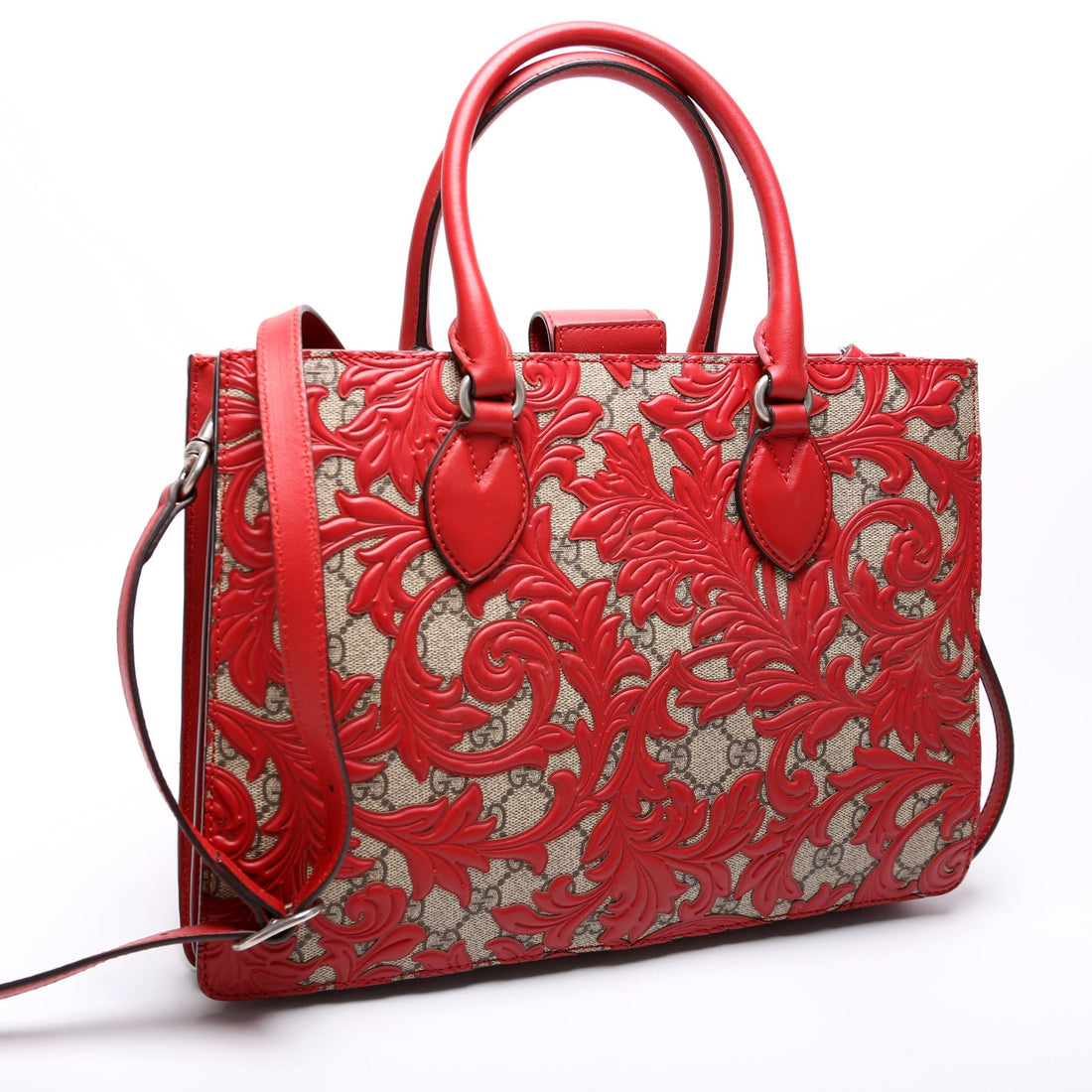 409531 GG Supreme Arabesque Top Handle Tote