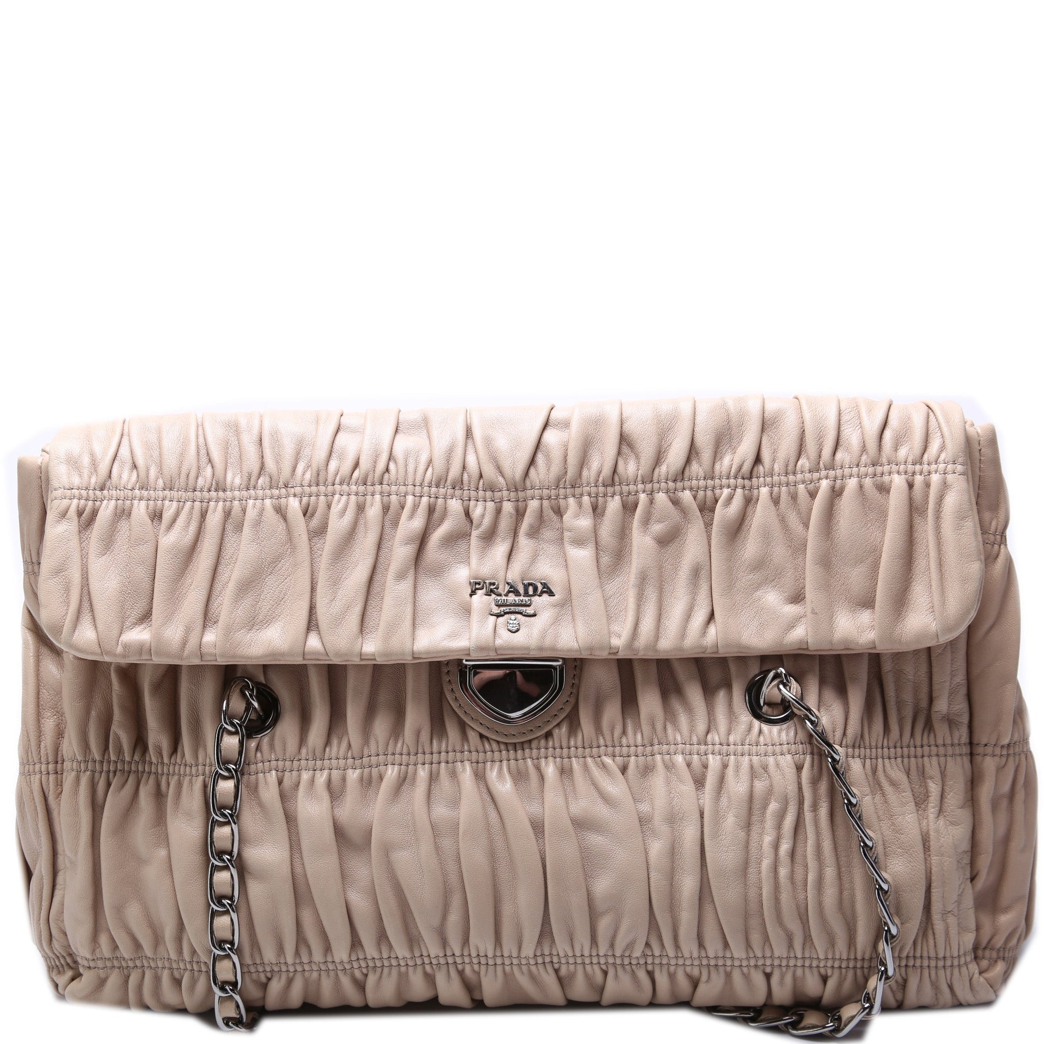 Nappa Gaufre Chain Shoulder Flap Bag