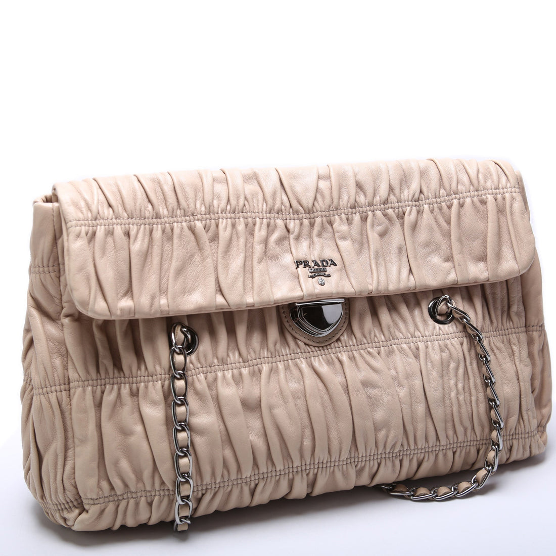 Nappa Gaufre Chain Shoulder Flap Bag