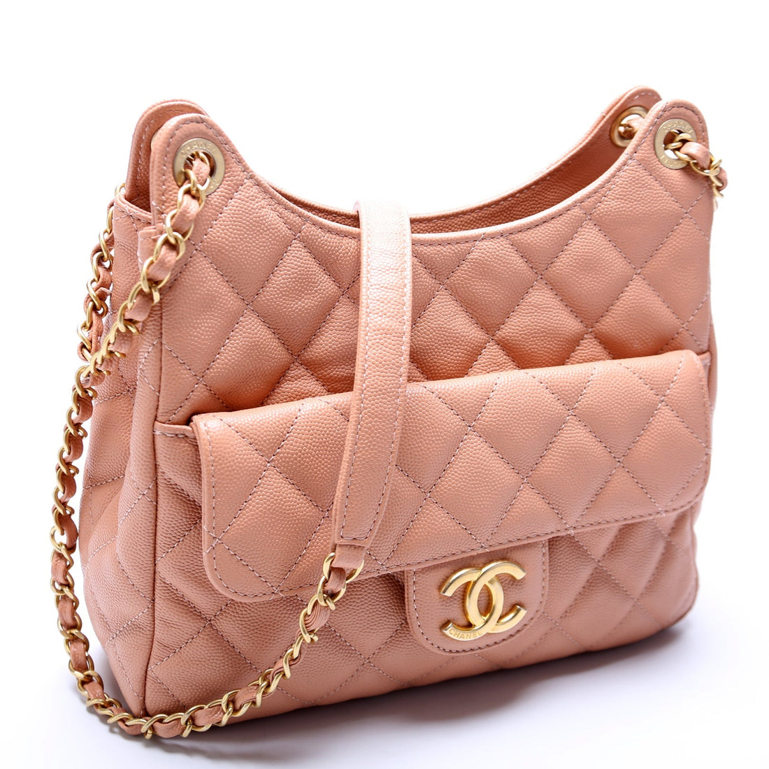 C Wavy Hobo Quilted Caviar