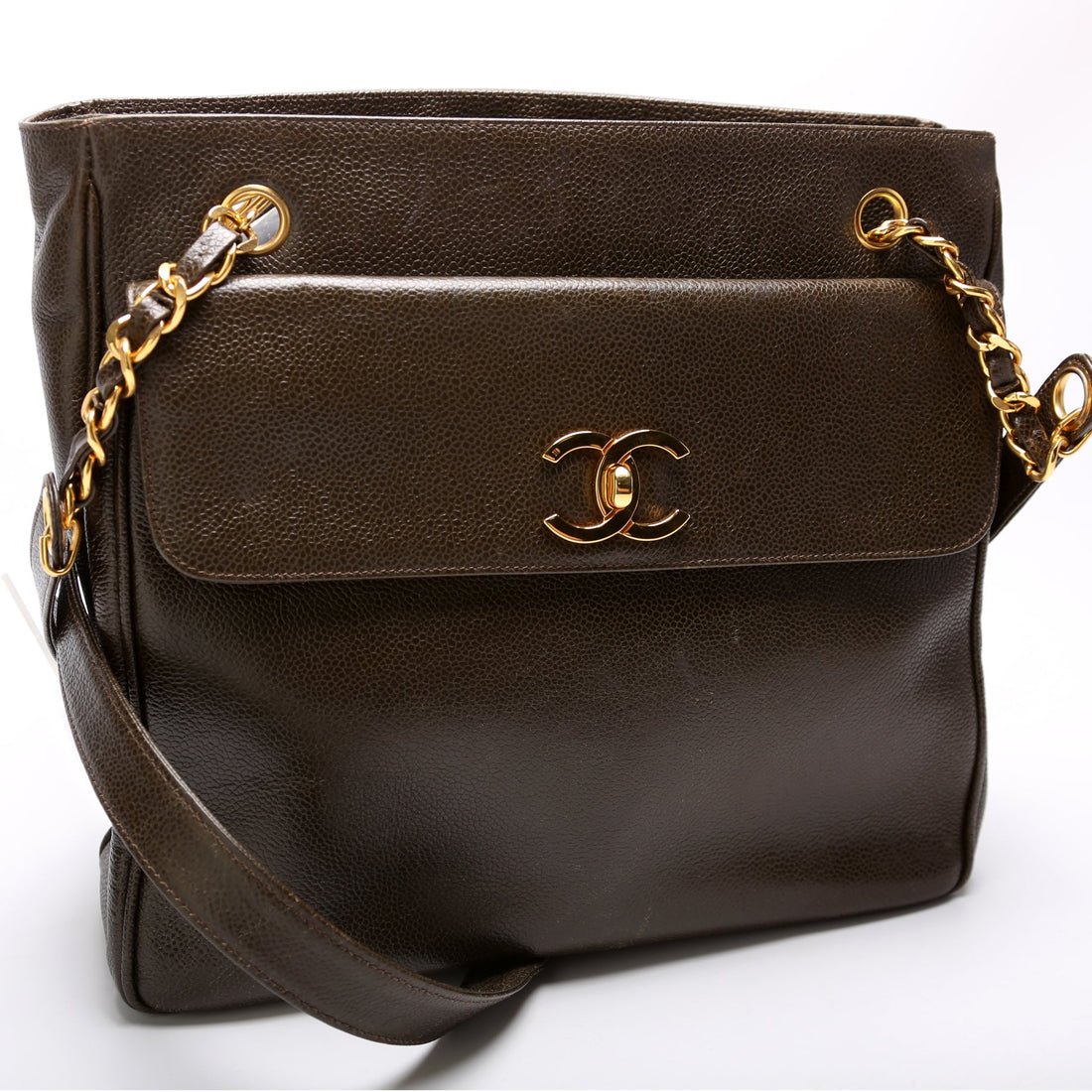 CC Double Pocket Shopping Tote Caviar Vintage