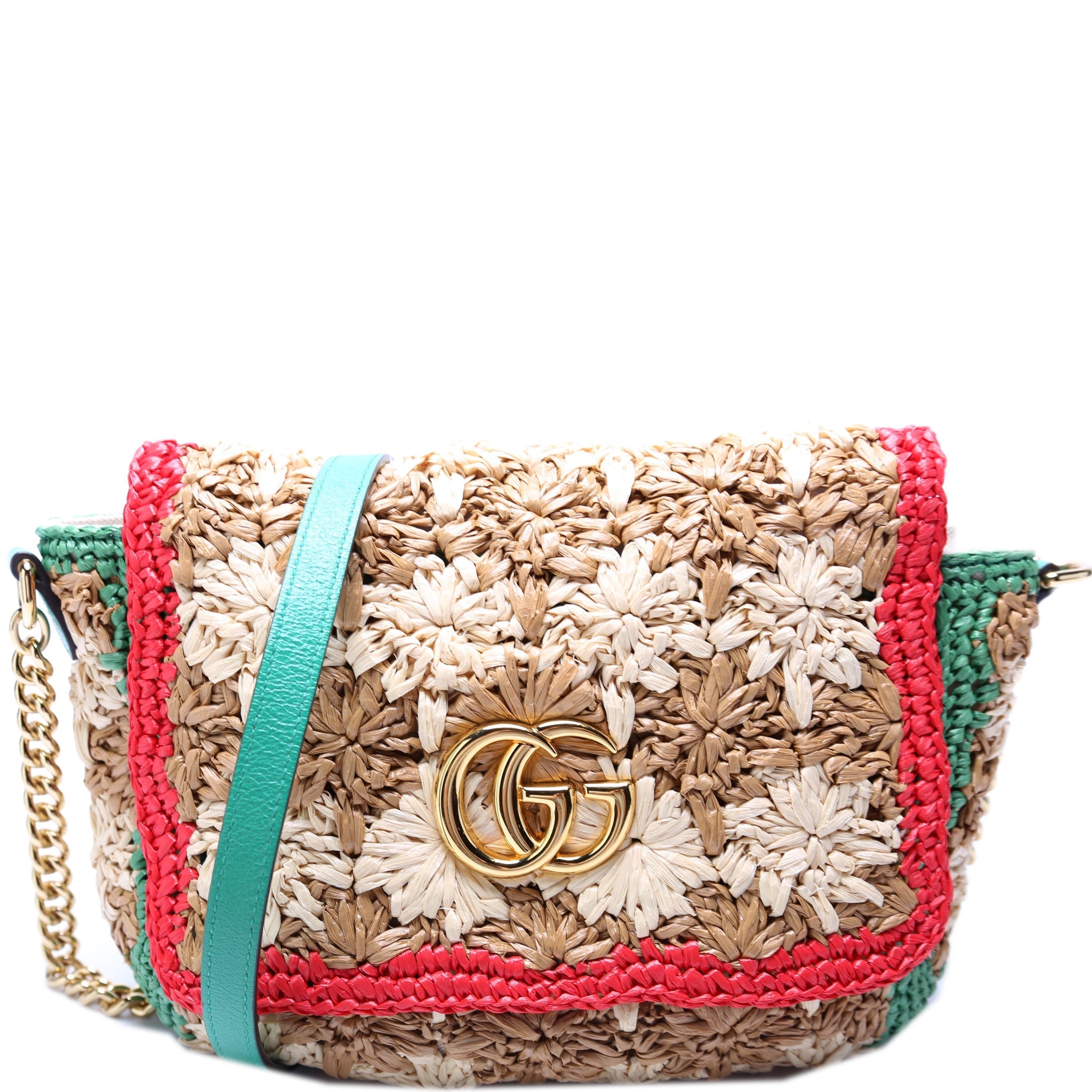 574433 GG Marmont Raffia Small Flap Bag