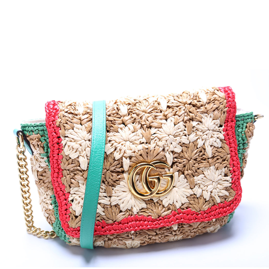574433 GG Marmont Raffia Small Flap Bag