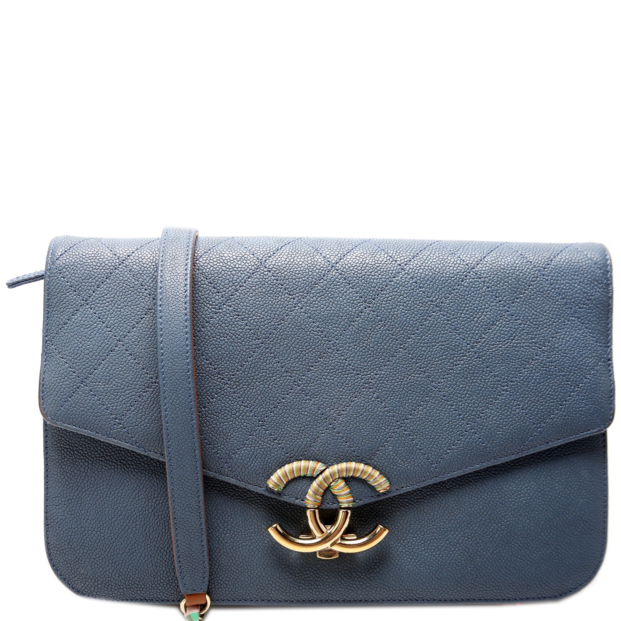 Thread Around Chain Flap Bag Medium Caviar 23M