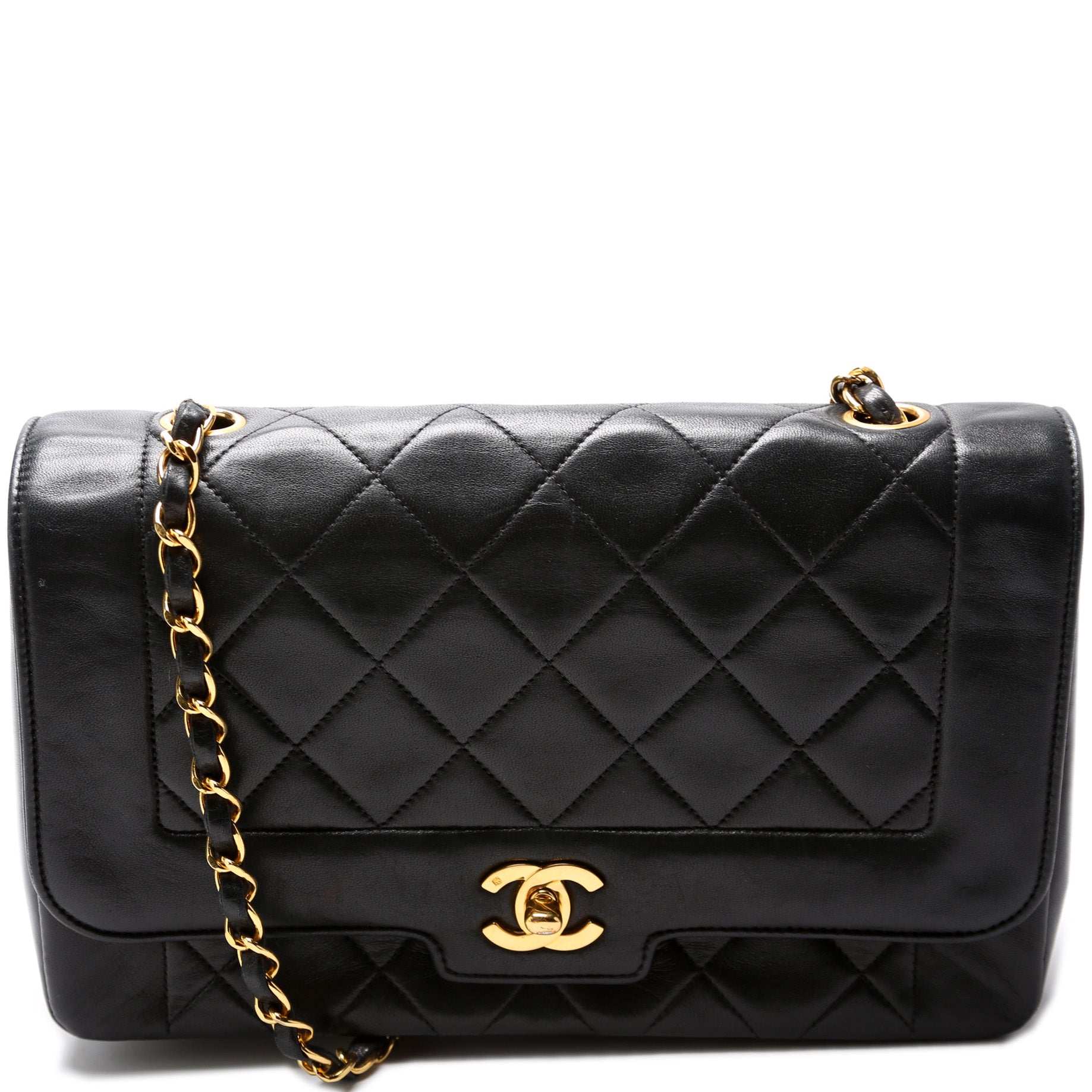 Vintage Geometric Diana Medium Flap Bag Quilted Lambskin 2M