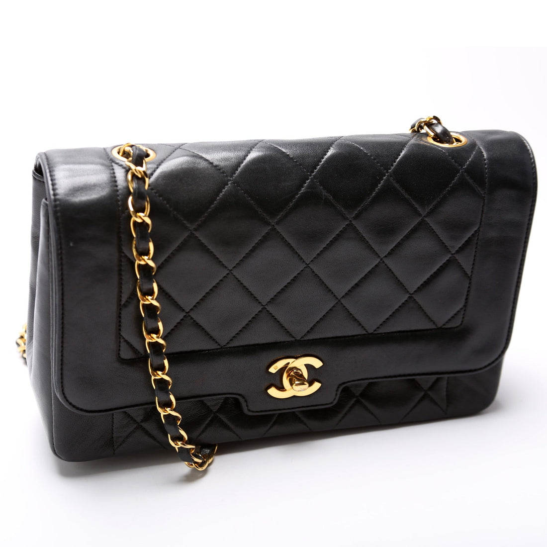 Vintage Geometric Diana Medium Flap Bag Quilted Lambskin 2M