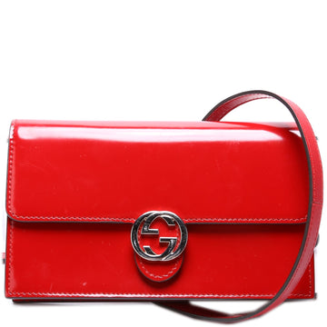 369664 Interlocking G Patent Leather Icon Wallet Crossbody
