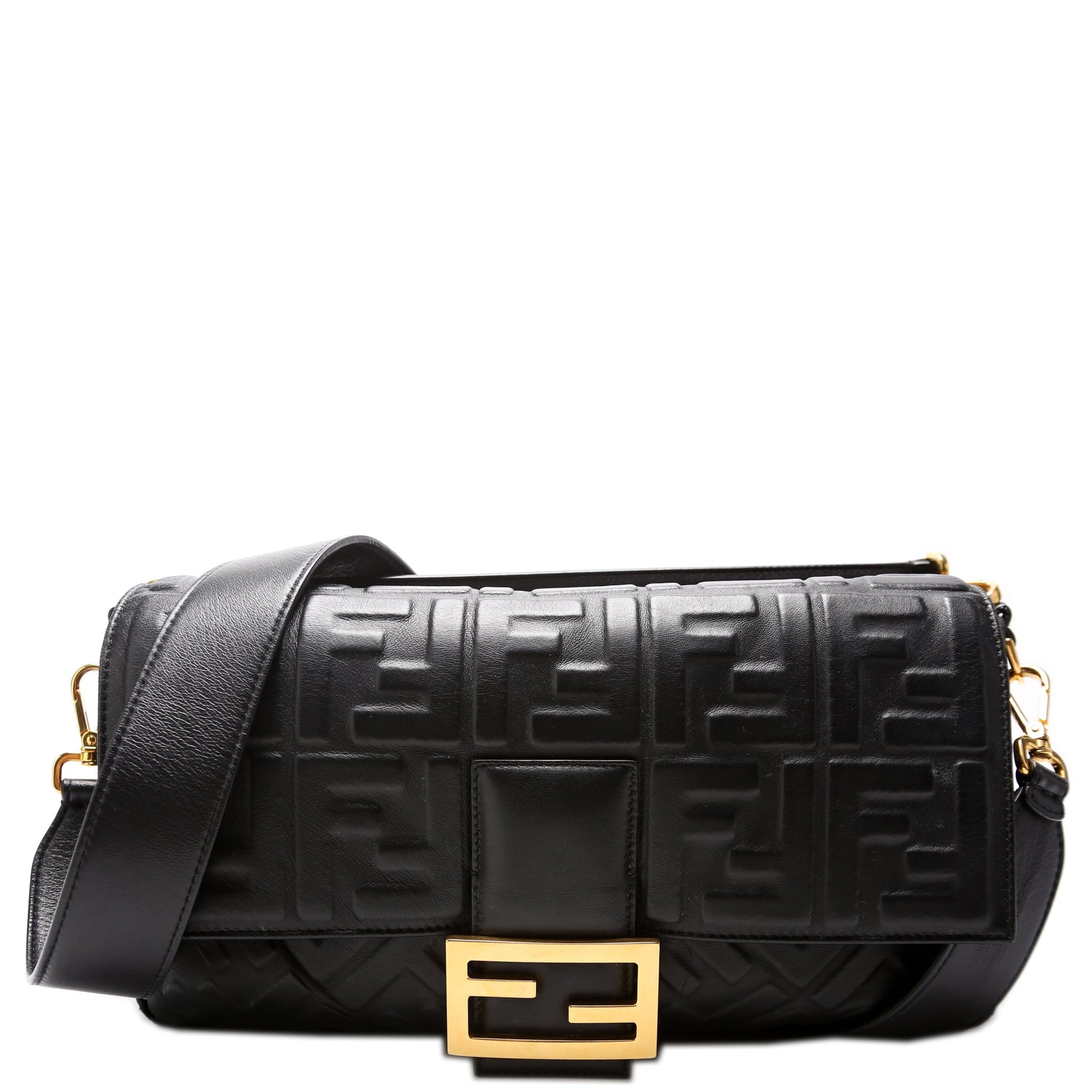 8BR771 FF Nappa Embossed Baguette Large