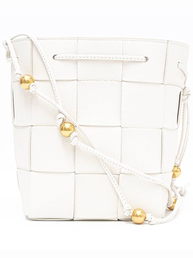 Bottega Veneta Cassette Intrecciato Leather Bucket Bag White