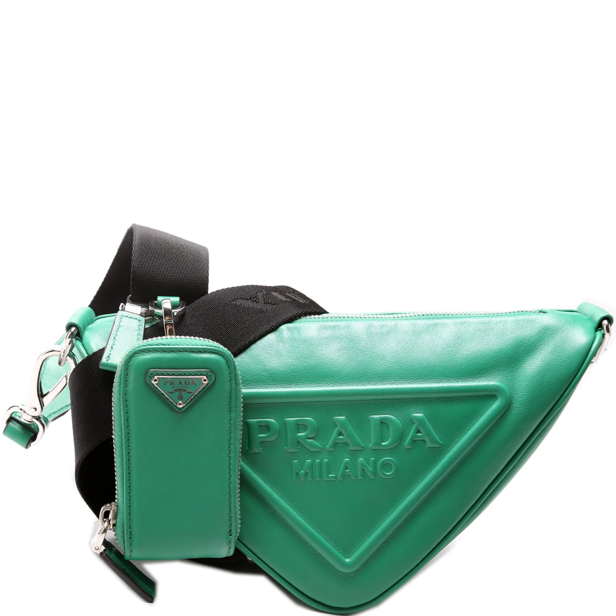 Triangle Logo Leather Shoulder Bag