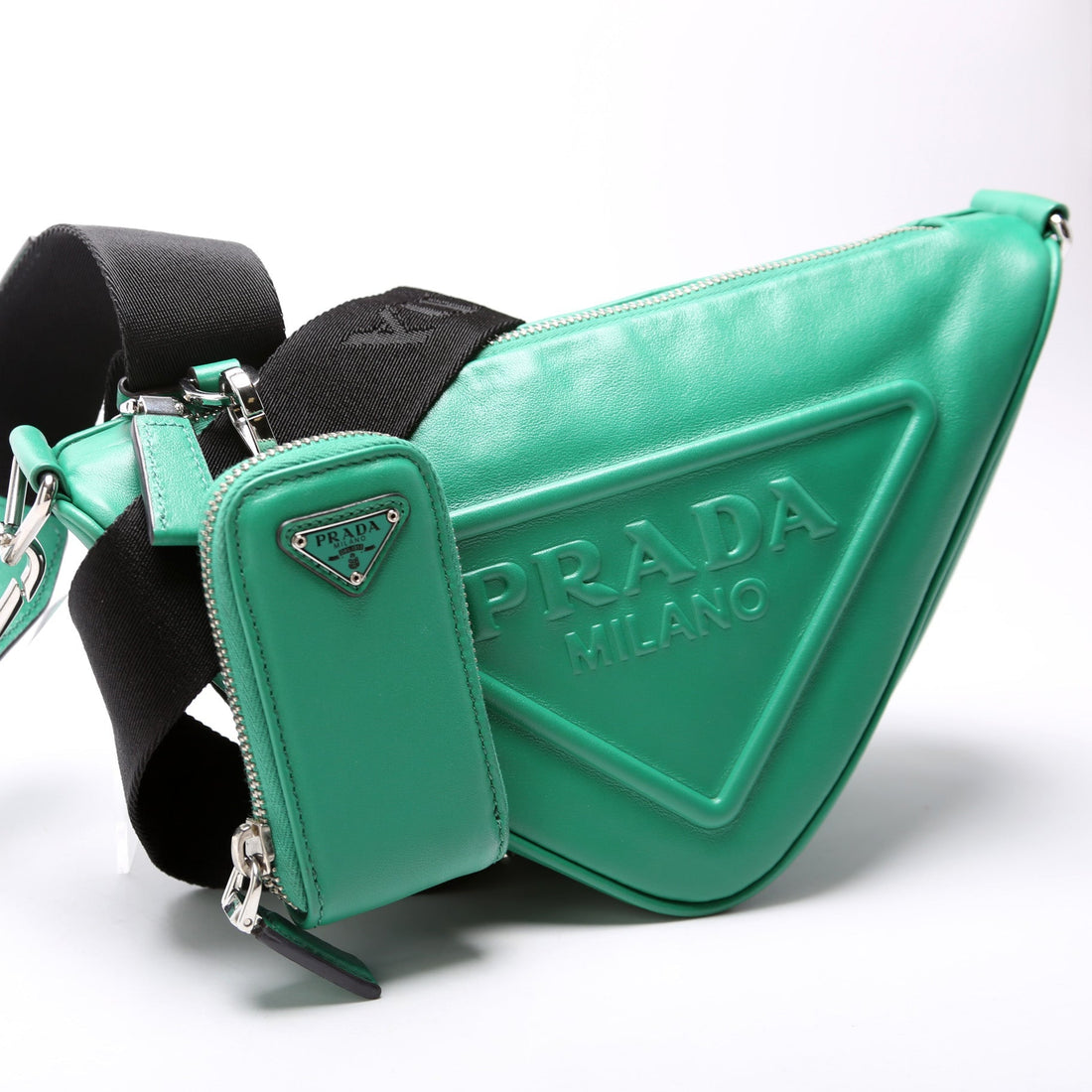 Triangle Logo Leather Shoulder Bag