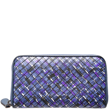 Intrecciato Double Stitched Zip Around Wallet