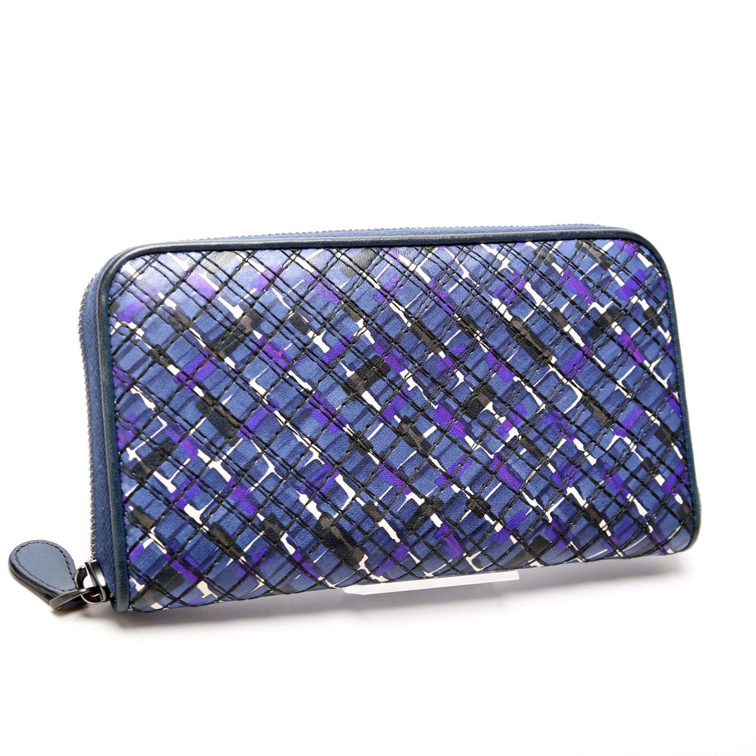 Intrecciato Double Stitched Zip Around Wallet