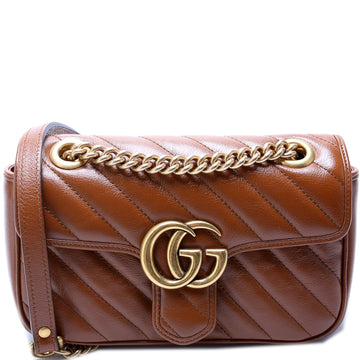 446744 Marmont Diagonal Leather Shoulder Mini Flap