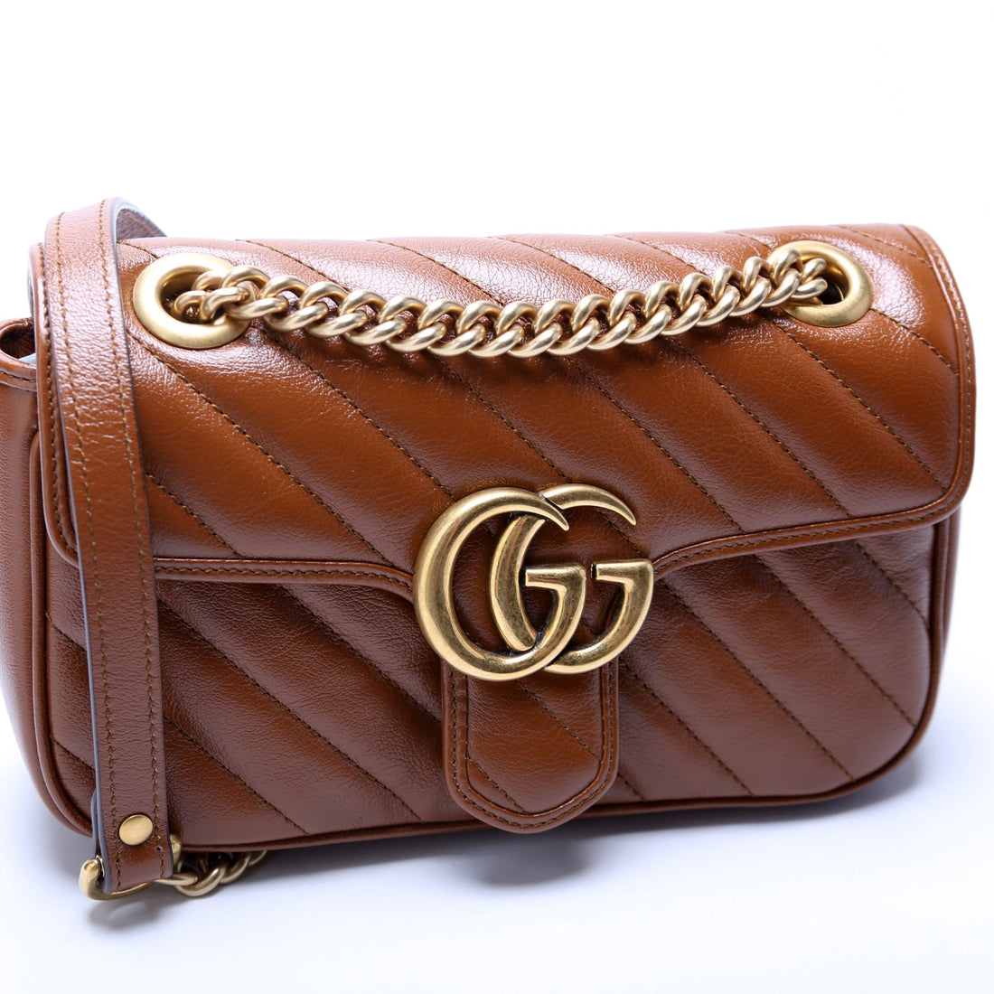 446744 Marmont Diagonal Leather Shoulder Mini Flap