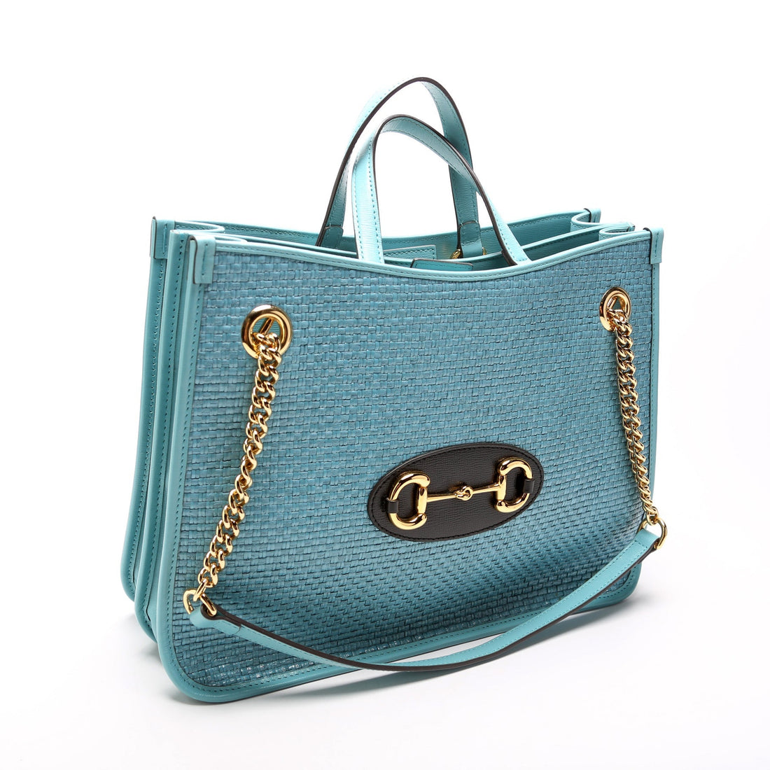 Horsebit Raffia Chain Tote 6211