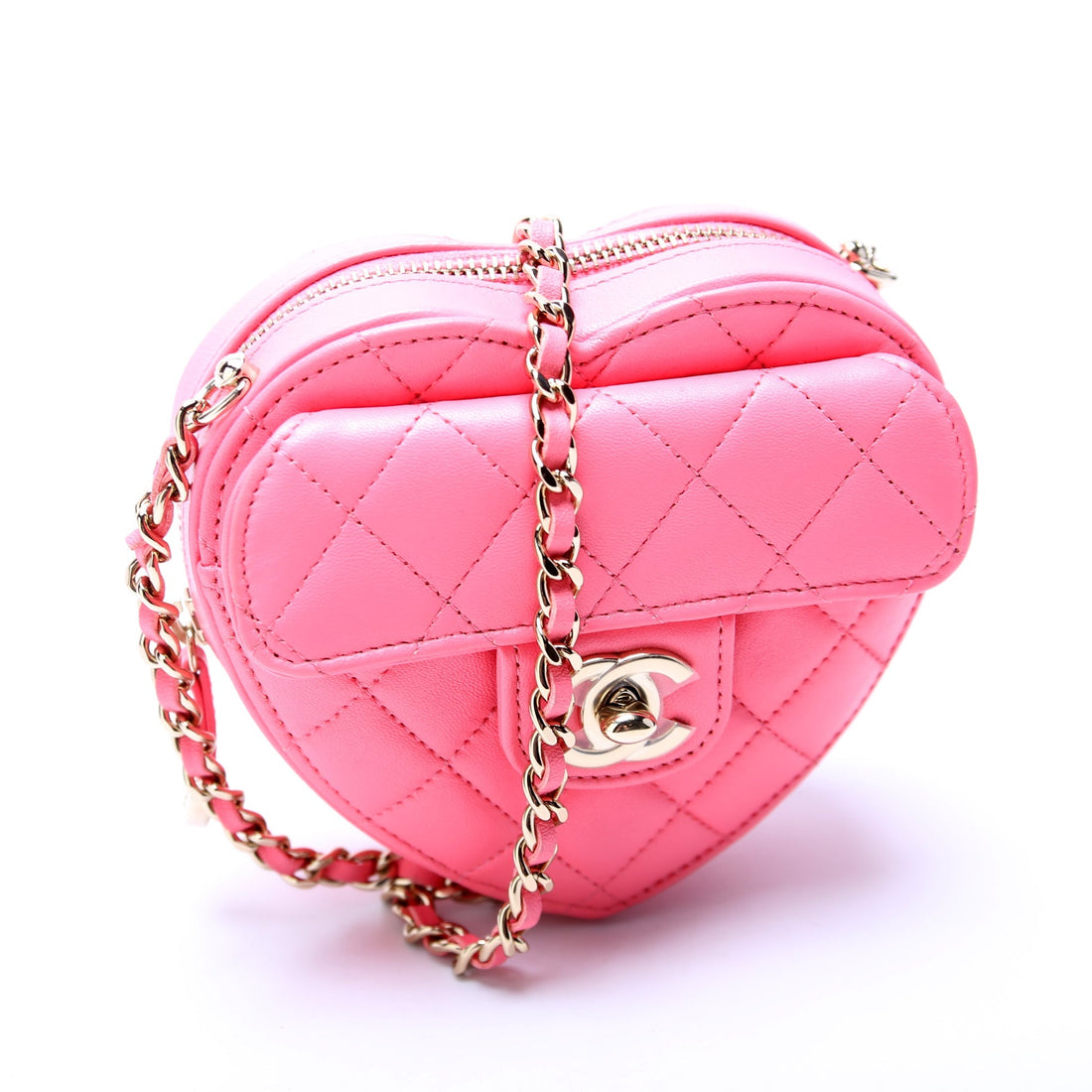 CC In Love Heart Clutch Quilted Lambskin 32M