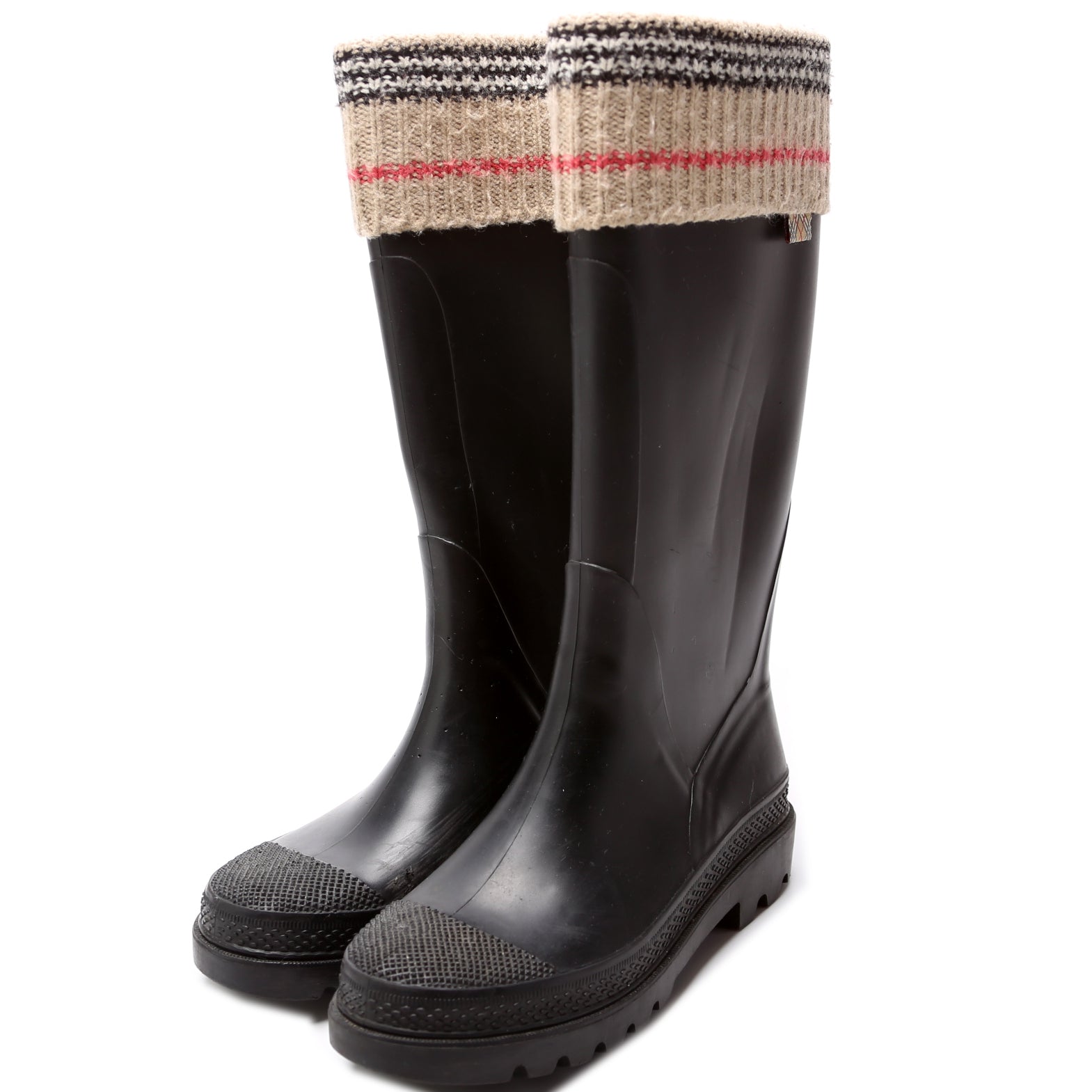 Check Fabric Rubber Boots Size 36