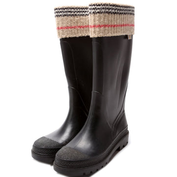 Check Fabric Rubber Boots Size 36