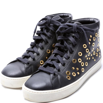 Leather Detail Hightop Sneakers Size 37