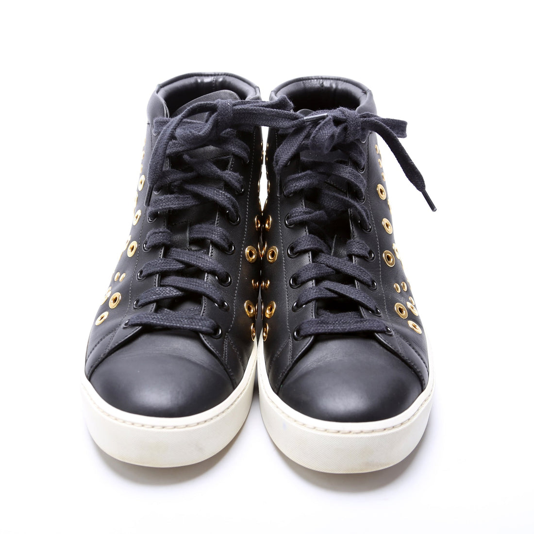 Leather Detail Hightop Sneakers Size 37