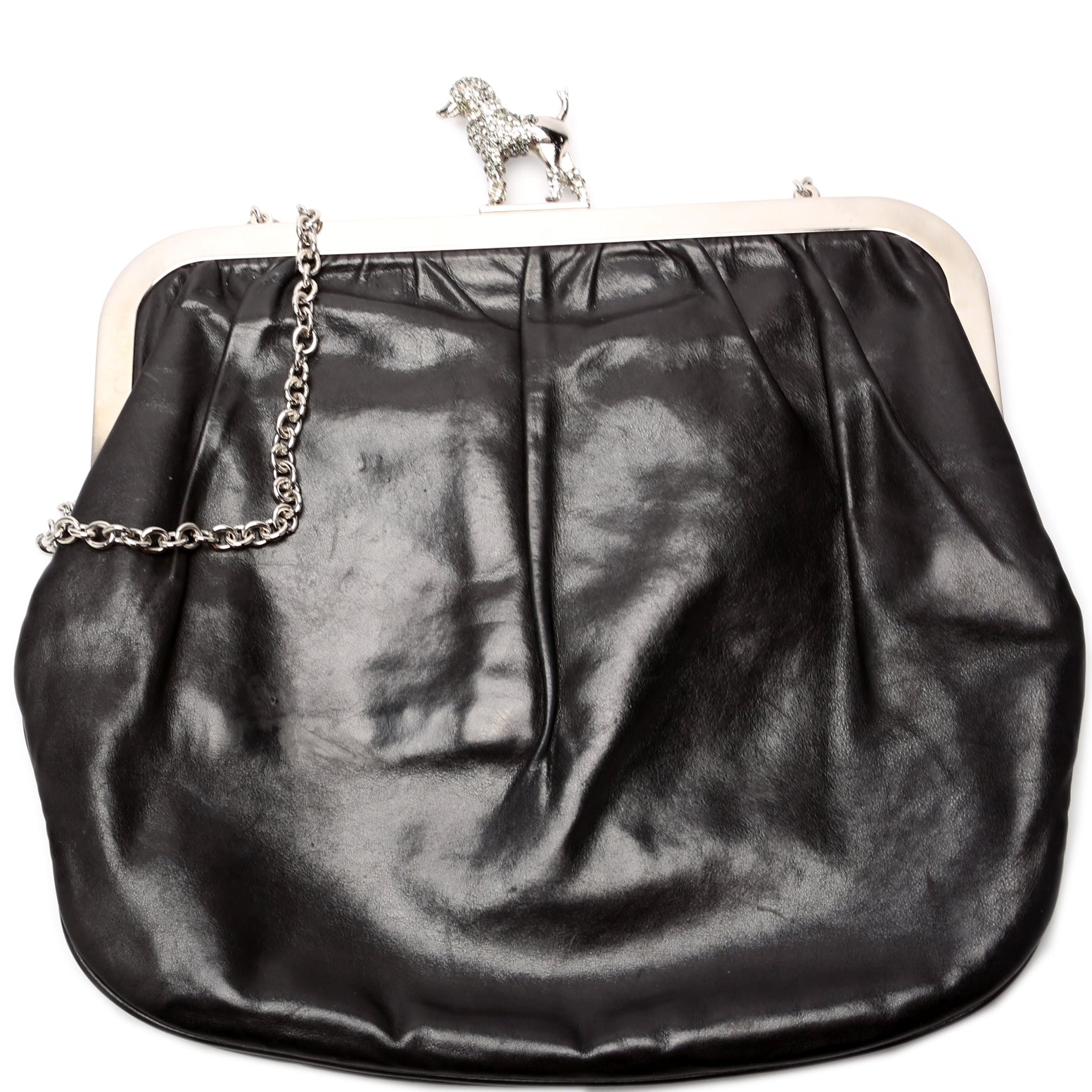 Poodle Clasp Leather Shoulder Bag