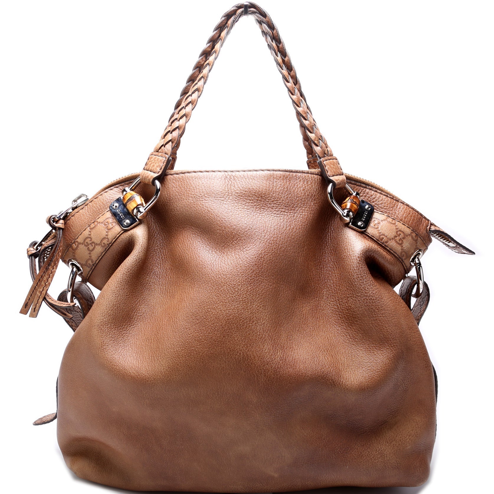 Bamboo Car Large Leather Shoulder Bag