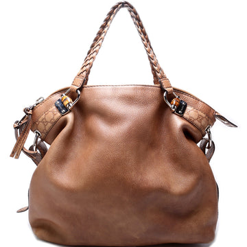 Bamboo Car Large Leather Shoulder Bag