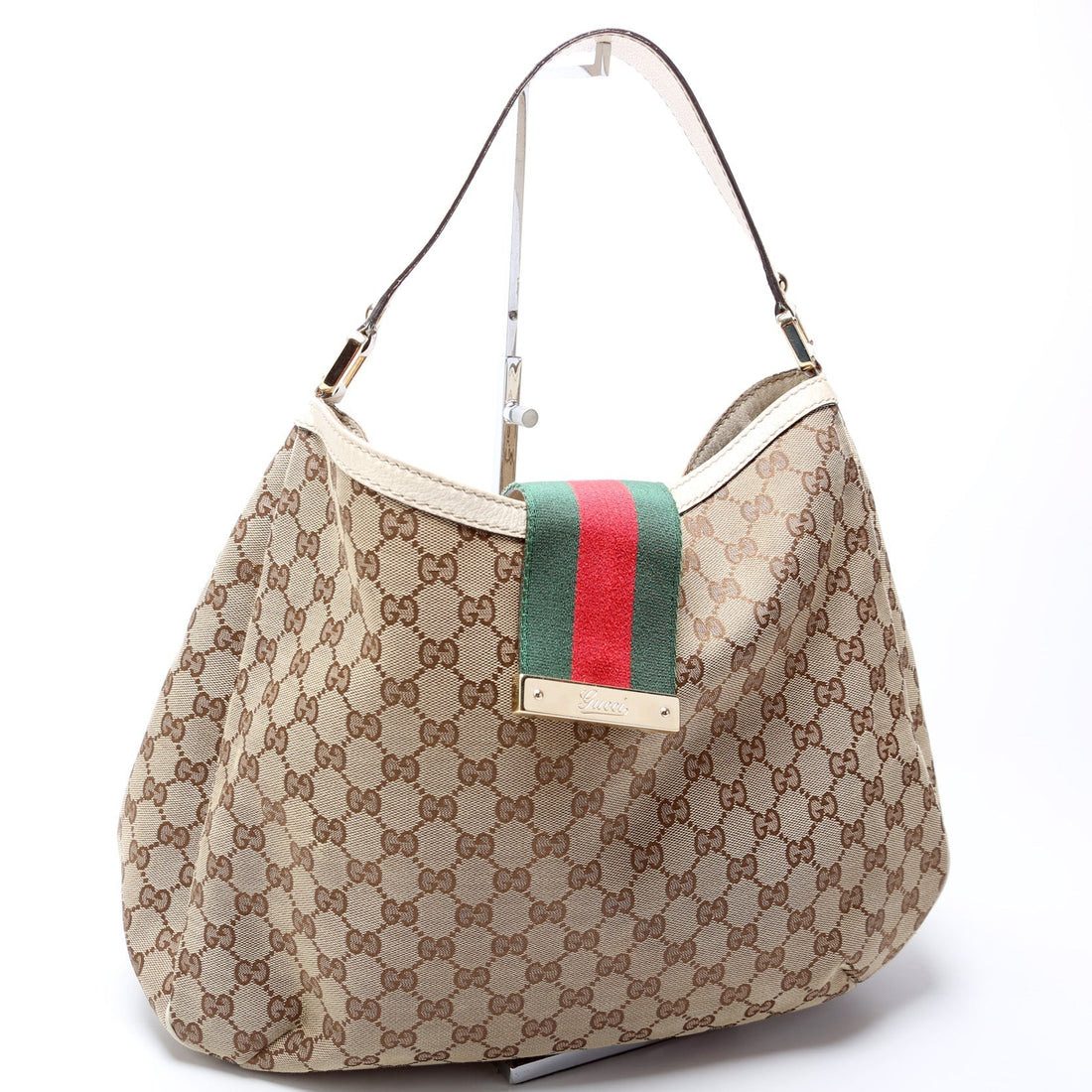 233604 GG Canvas New Ladies Web Large Hobo