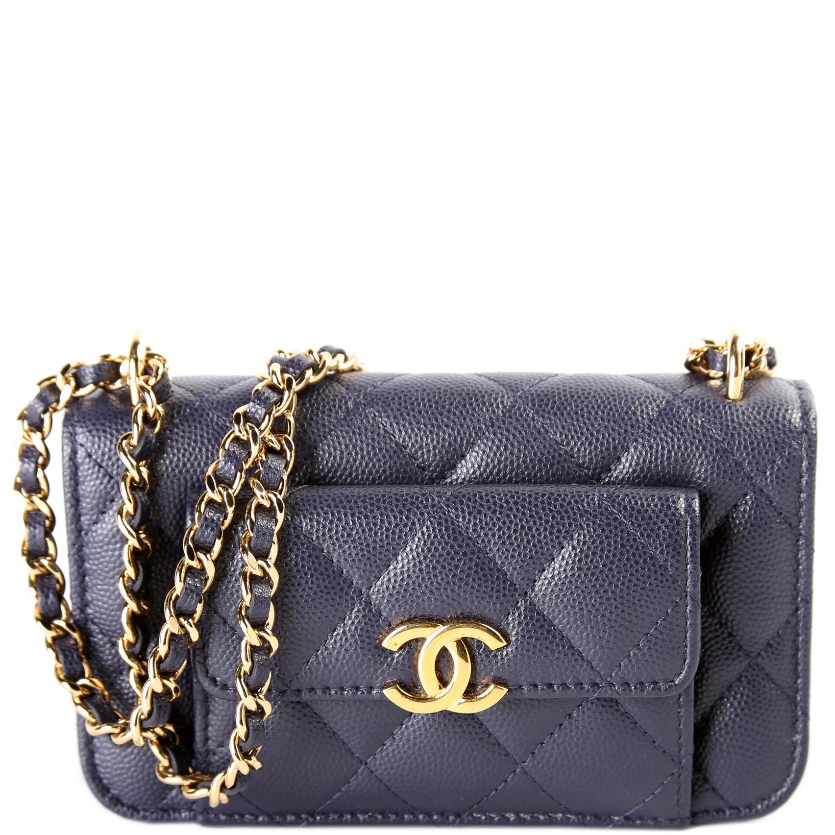 Pocket Twins Clutch On Chain Small Caviar