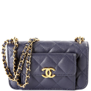 Pocket Twins Clutch On Chain Small Caviar