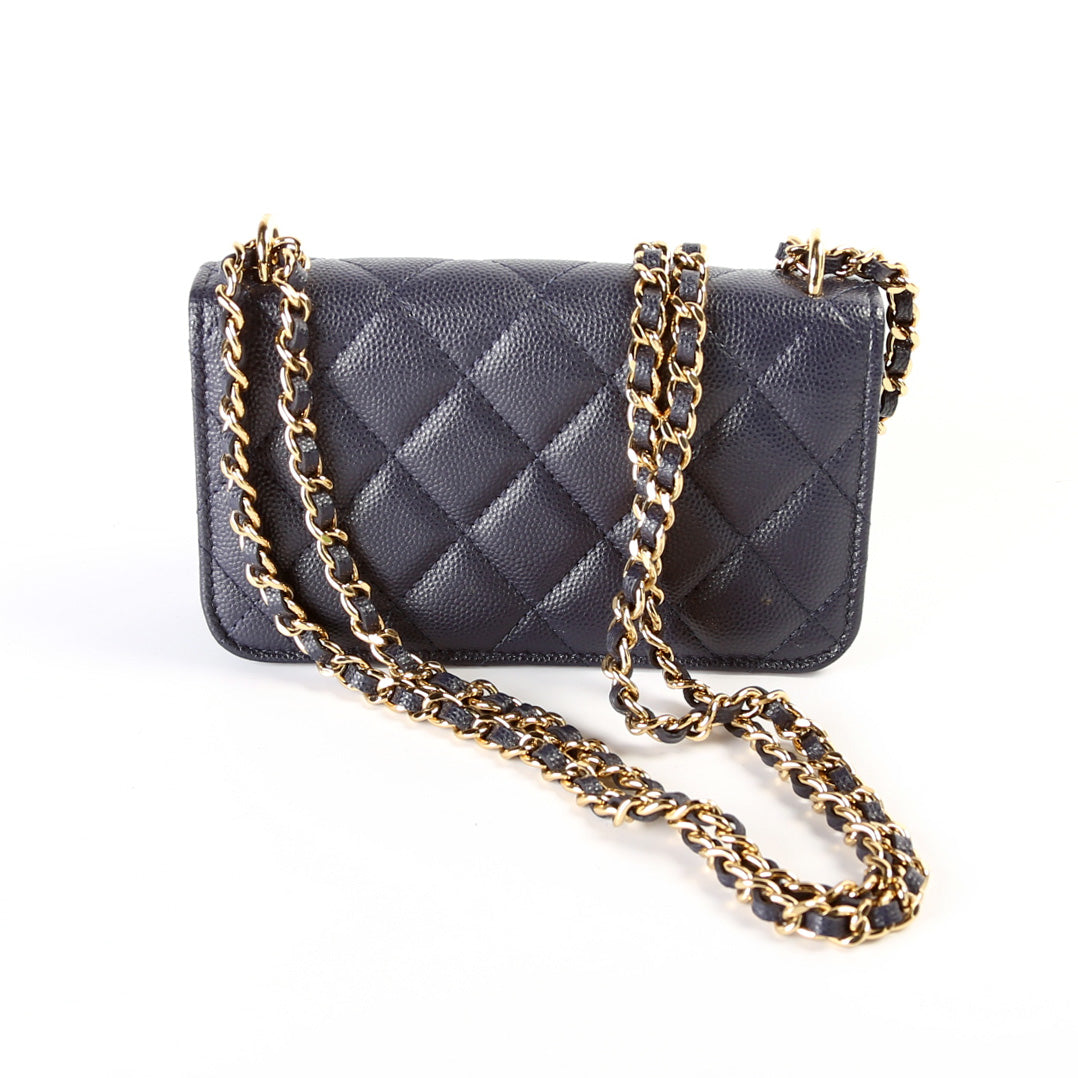 Pocket Twins Clutch On Chain Small Caviar