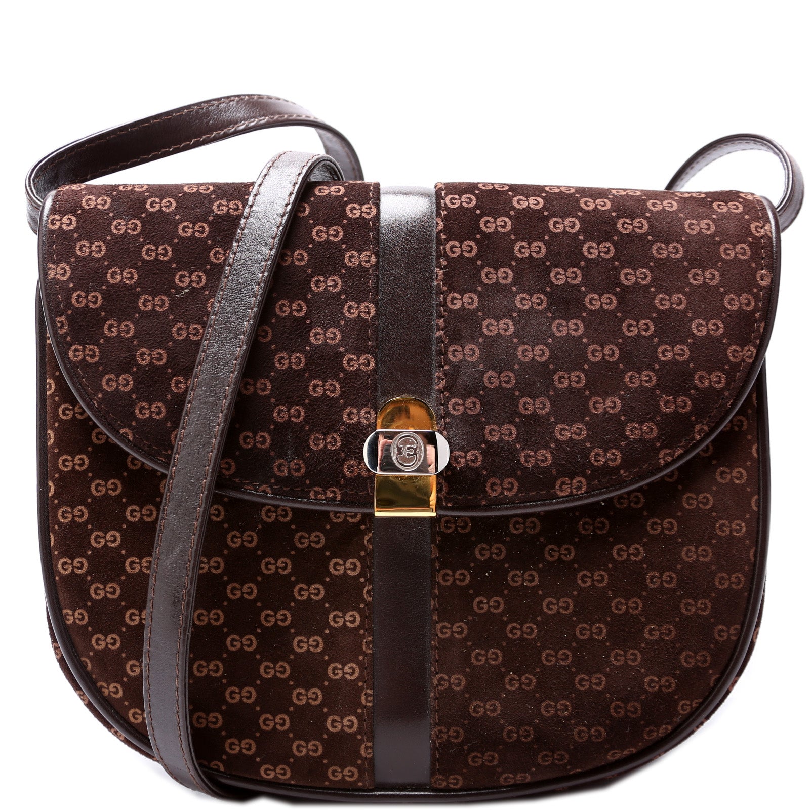 GG Suede Flap Shoulder Bag Vintage