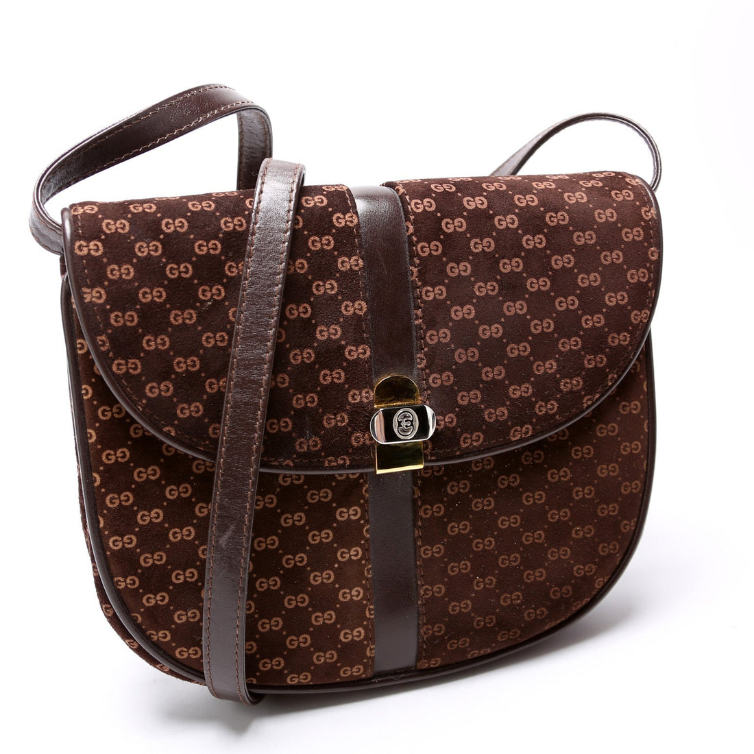 GG Suede Flap Shoulder Bag Vintage