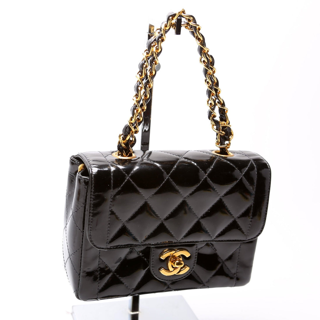 CC Double Chain Handle Mini Flap Patent Vintage Bag