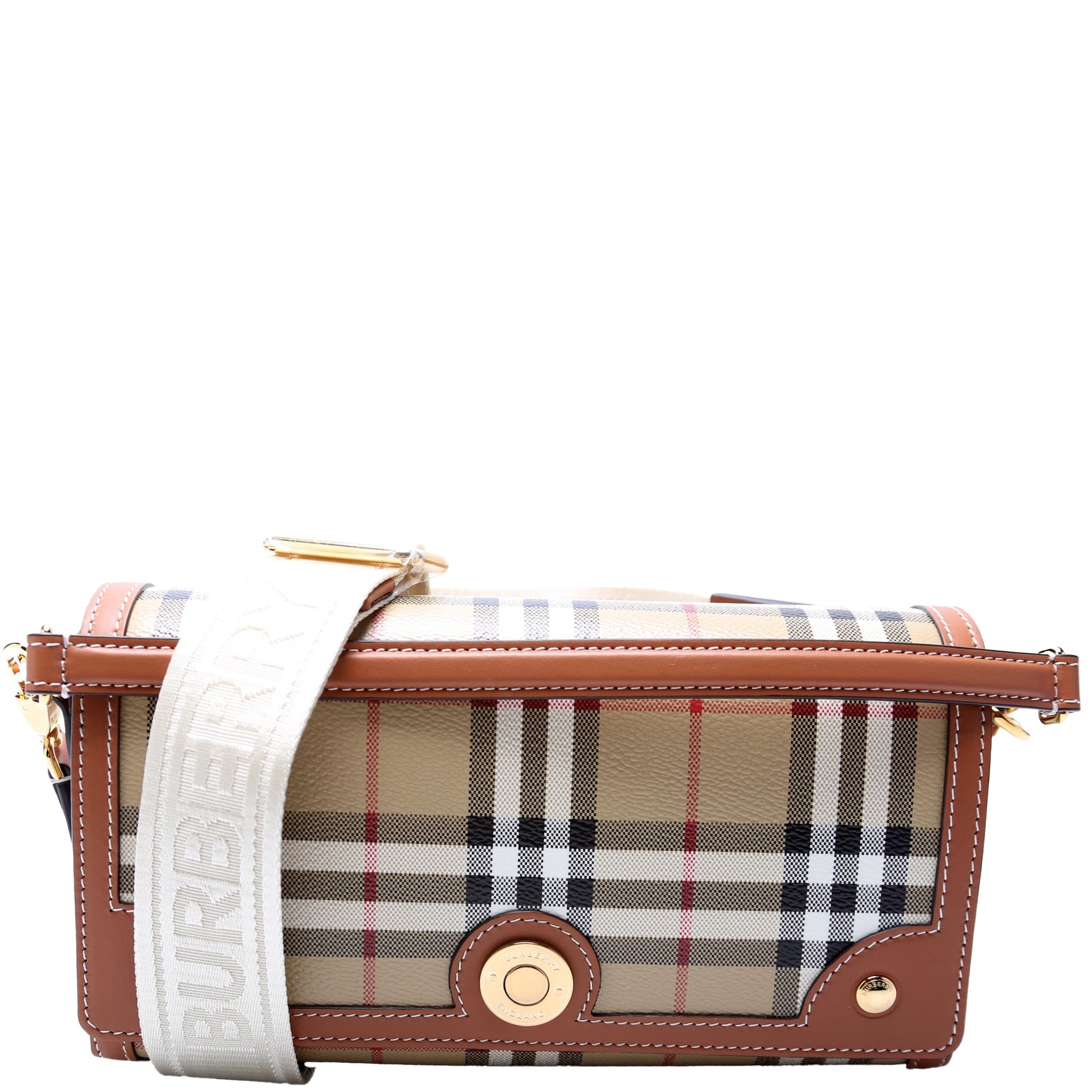 Note Top Handle Crossbody Check Coated Canvas