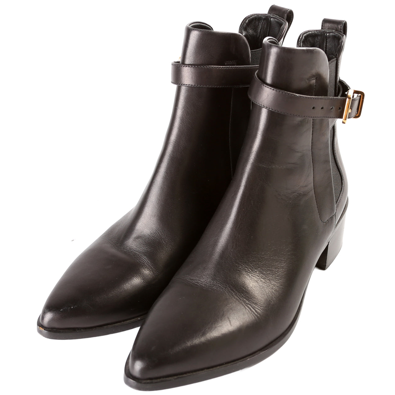 Leather Buckle Booties Size 37