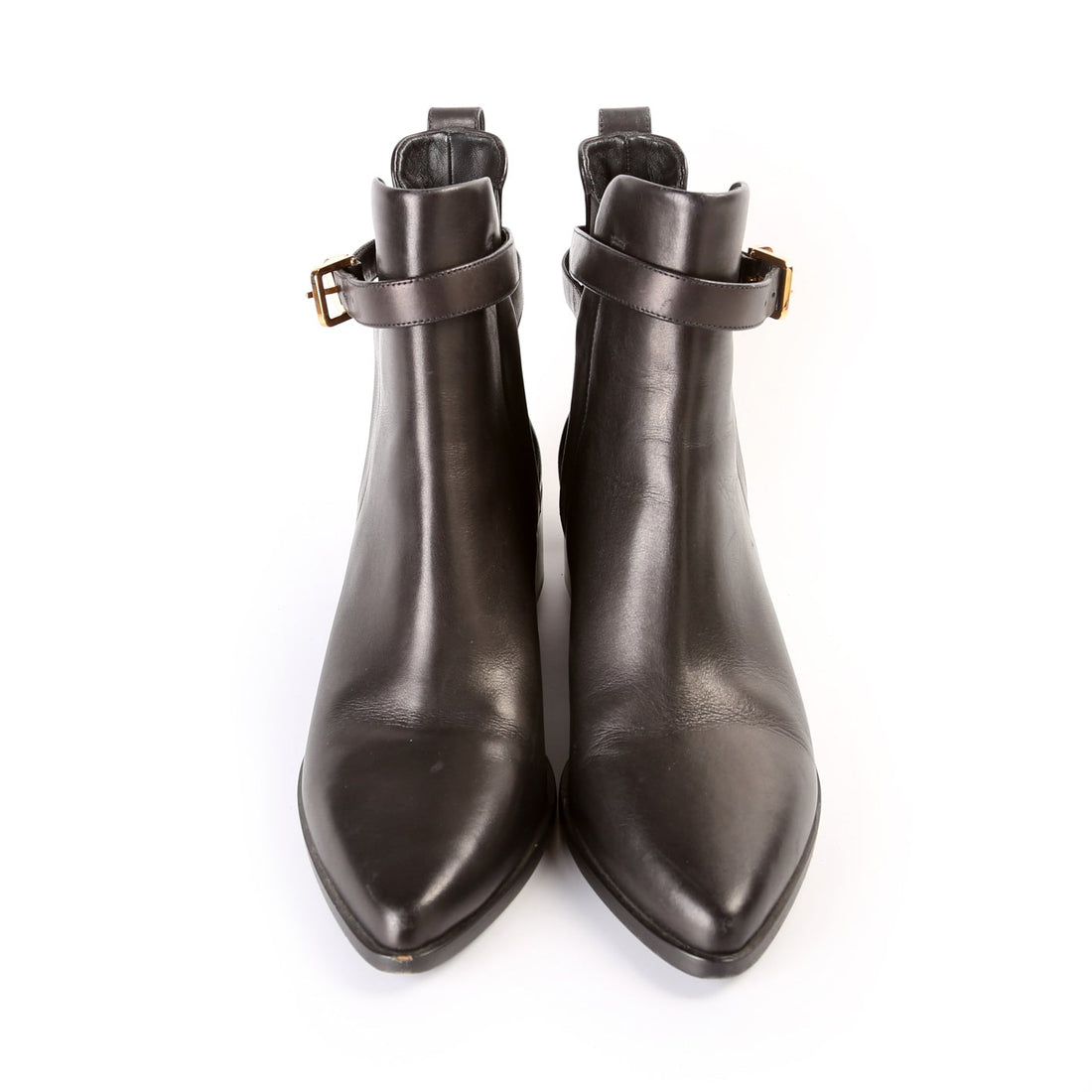 Leather Buckle Booties Size 37