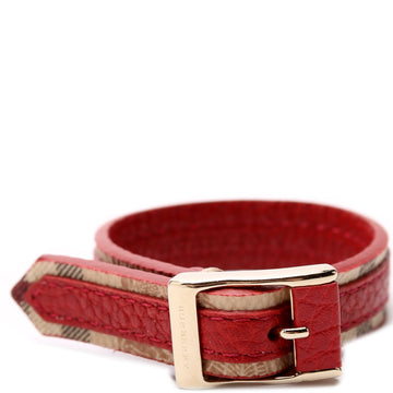 Check Canvas & Leather Bracelet