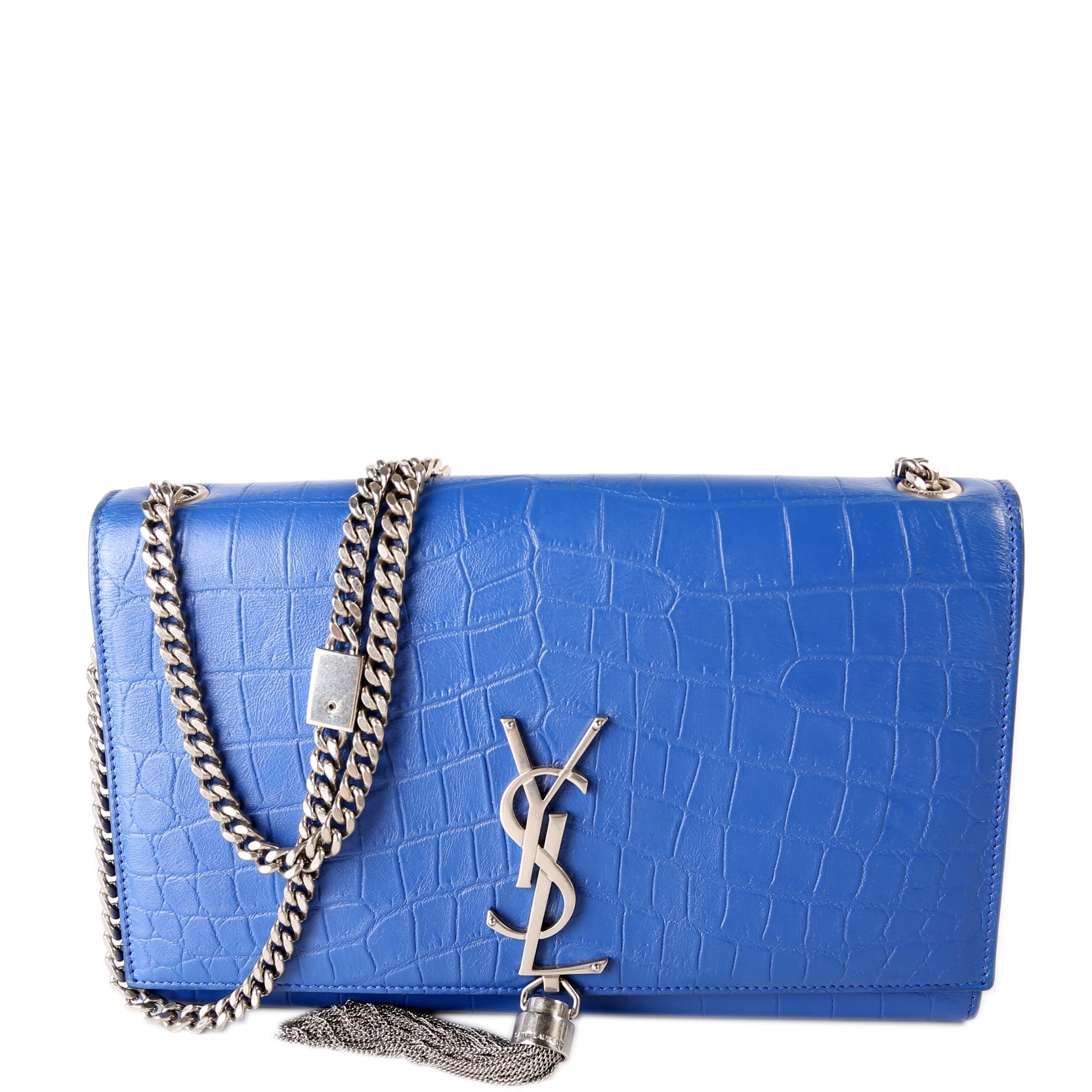 Kate Tassel Satchel Medium Croc Embossed 354119 Blue