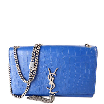 Kate Tassel Satchel Medium Croc Embossed 354119 Blue