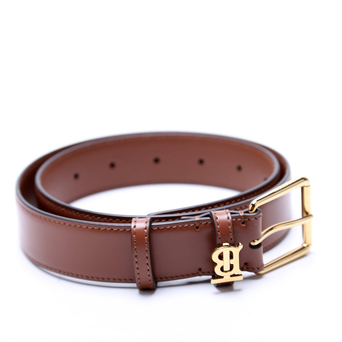 Mini TB Logo Leather Belt Size Small Brown