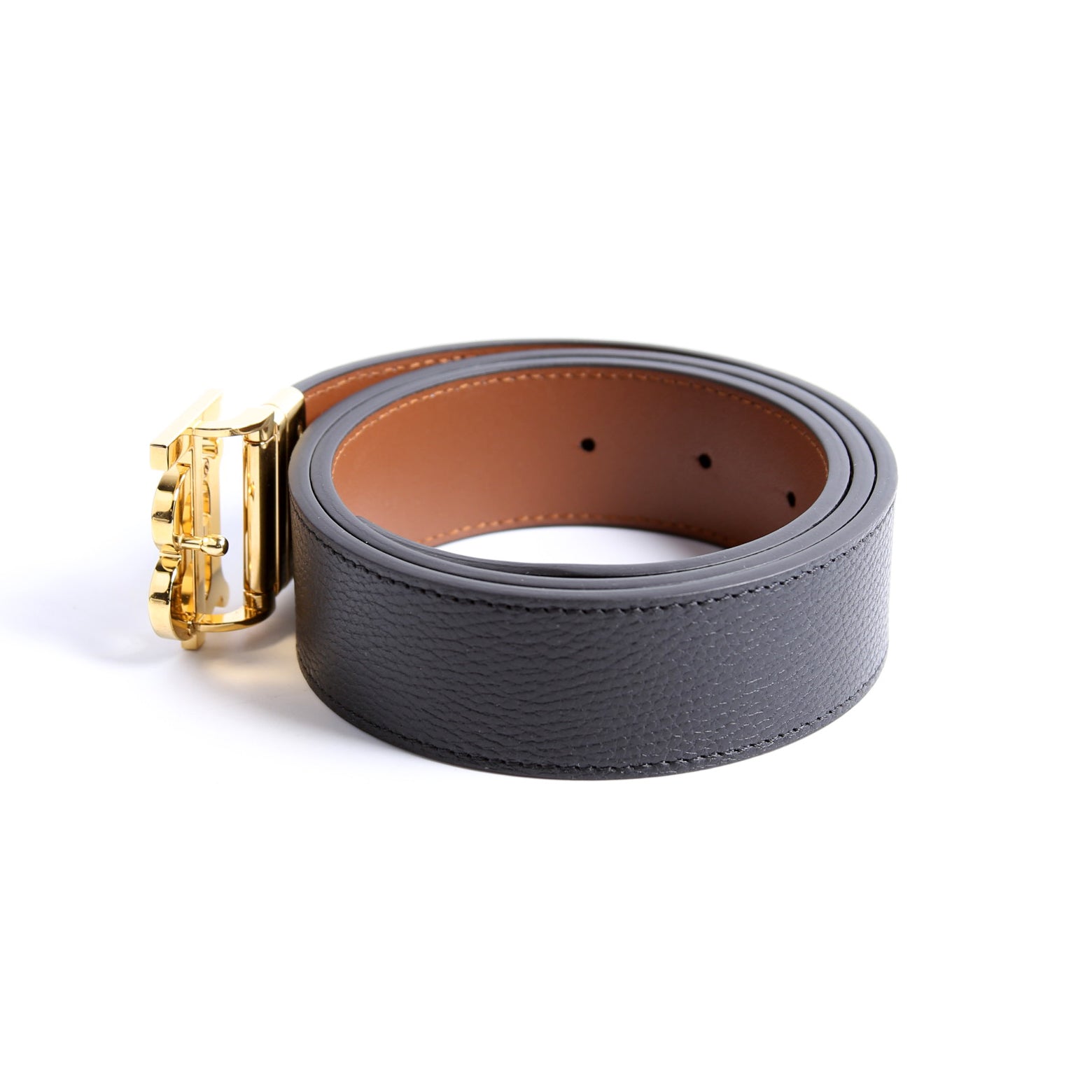 TB Logo Leather Reversible Belt Size 80/32 Black/Brown