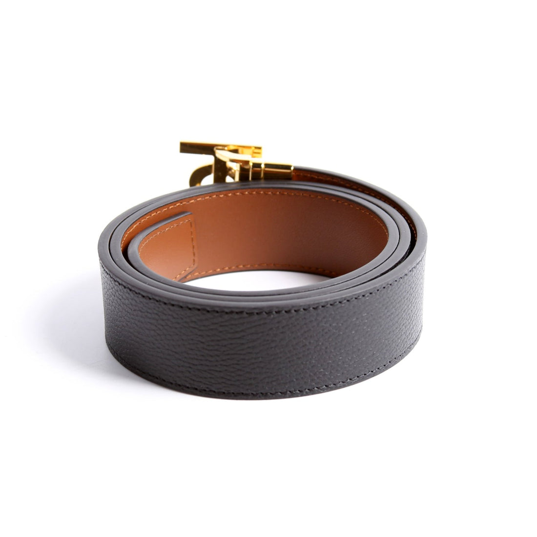 TB Logo Leather Reversible Belt Size 80/32 Black/Brown