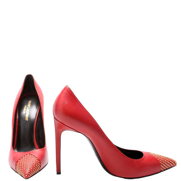 Studded Pointed Toe Pumps Size 40 Red