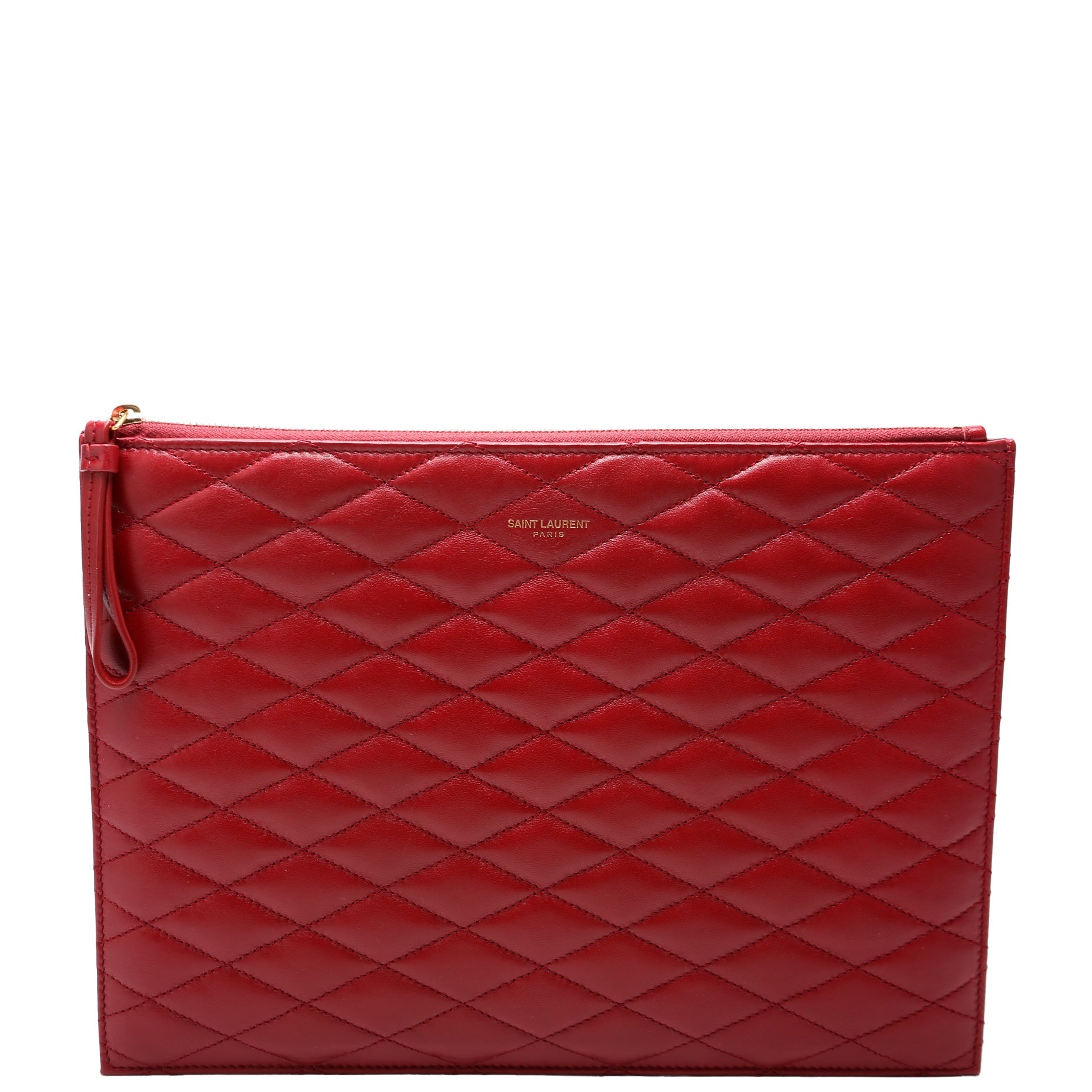 Sade Zip Pouch Quilted Lambskin Red