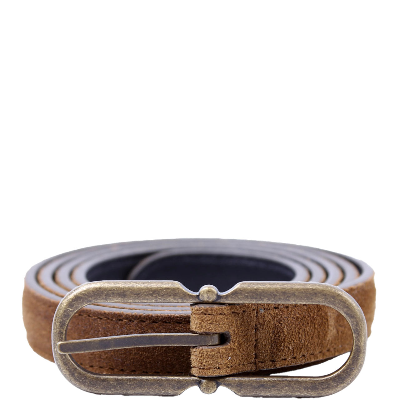 73224 Suede Thin Oval Belt Size 80 Brown